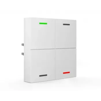 MDT BE-TAL63T4.01 KNX glastaster 4-voudig met RGBW-status-leds, temperatuur-, naderings- en helderheidssensoren, studio wit glanzend