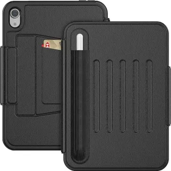 SEYMAC hoes voor iPad 11e generatie/10e generatie 2025/2022 (11/10,9 inch) A16, stootvaste beschermhoes met automatische sleep/wake magneetsluiting, kaartvakken, multi-hoekstandaard en pennenhouder, zwart