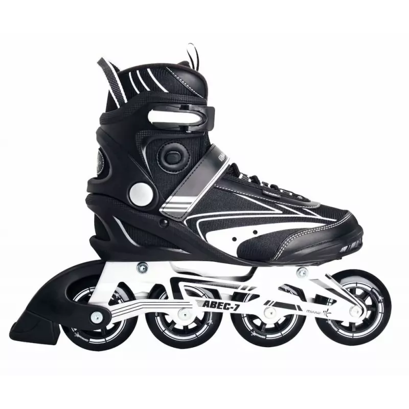 MUUWMI AU 442 inline skates, maat EU 42, zwart/wit, ABEC 7 kogellagers, 80mm wielen, aluminium frame