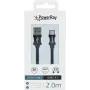 PowerRay datakabel PR-DCUC200TBK, USB-A naar USB-C, 2,0 m, textiel zwart, blister