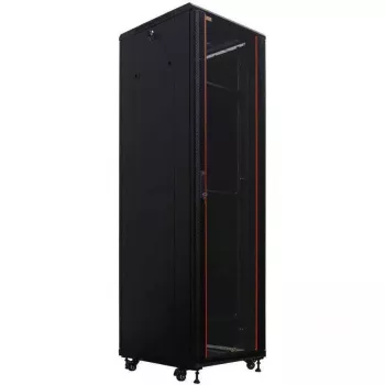 IT-BUDGET 19 inch netwerkkast SRK - 38U - 600x600 mm - glas-/stalen deur - flatpack - zwart 90ITB19SRK3866GSN