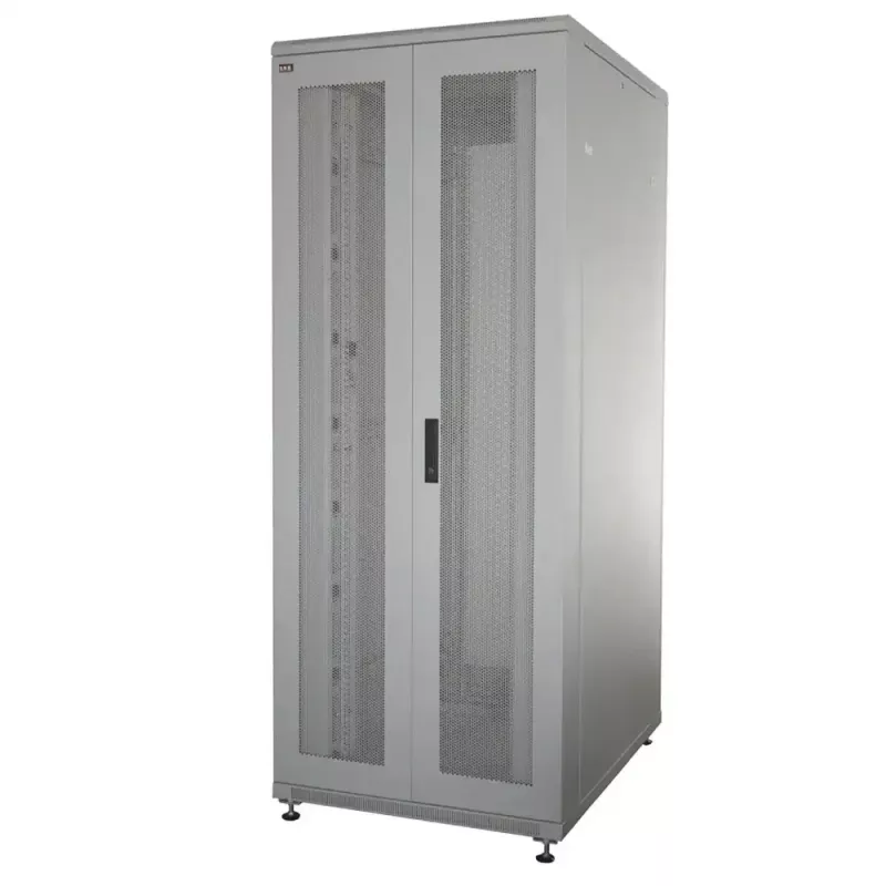 IT-BUDGET 19-serverrack SRK - 42U - BxD 800x1000 mm - geperforeerde dubbele deuren voor + achter - kabelgoten - gemonteerd - lichtgrijs (99ITB19SRK42810DTGNM)