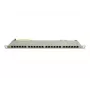IT-BUDGET 19 inch superflauwe 0,5U volledig afgeschermde Cat.6A 24-poorts PoE++ patchpanel, lichtgrijs 90ITBPP6A05G