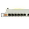 IT-BUDGET 19 inch superflauwe 0,5U volledig afgeschermde Cat.6A 24-poorts PoE++ patchpanel, lichtgrijs 90ITBPP6A05G