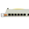 IT-BUDGET 19 inch superflauwe 0,5U volledig afgeschermde Cat.6A 24-poorts PoE++ patchpanel, lichtgrijs 90ITBPP6A05G