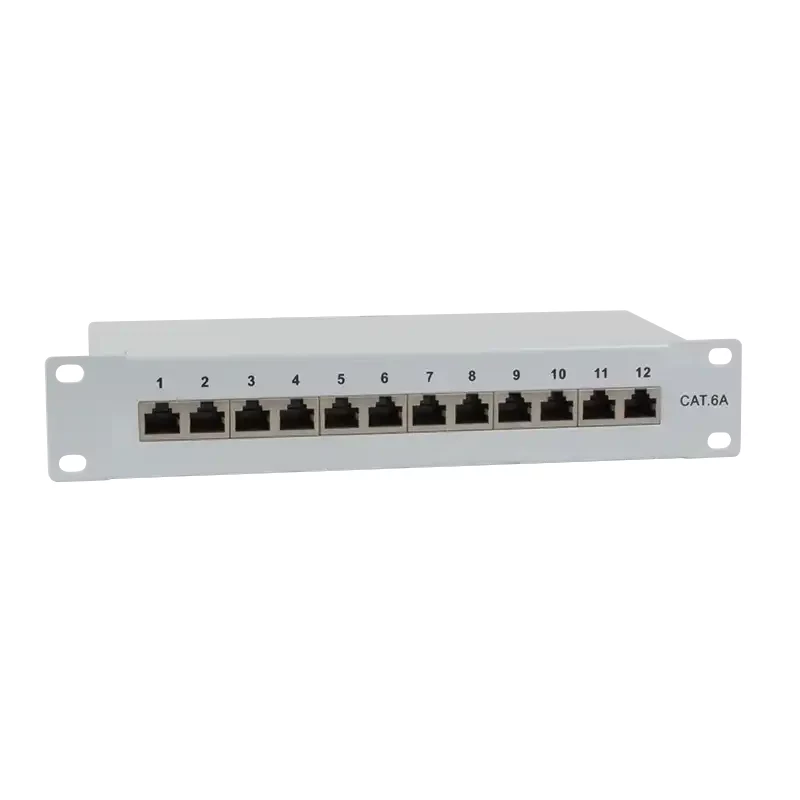 IT-BUDGET 10 inch patchpanel - afgeschermd - Cat.6A - 500MHz - 12 poorten RJ45 - PoE+ geschikt - 1U - grijs (90ITB10PP6AG)