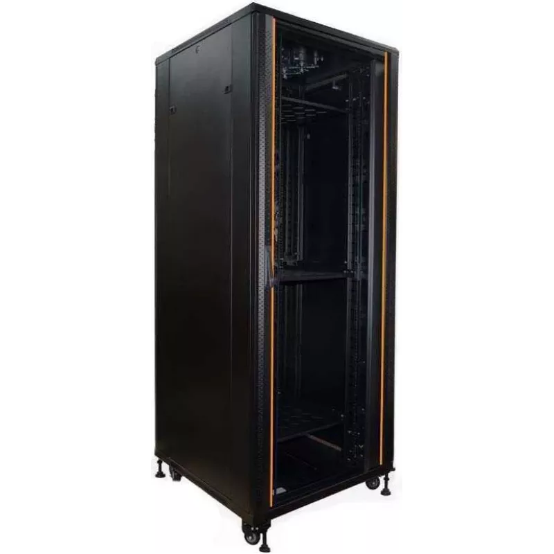 IT-BUDGET 19 inch serverrack SRK 42U 800x1000 mm glas-/stalen deur zwart voorgemonteerd