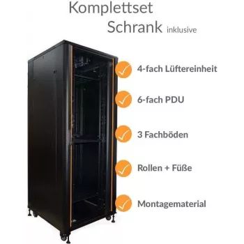 IT-BUDGET 19 inch serverrack SRK compleetset 42U 800x1000 mm zwart voorgemonteerd