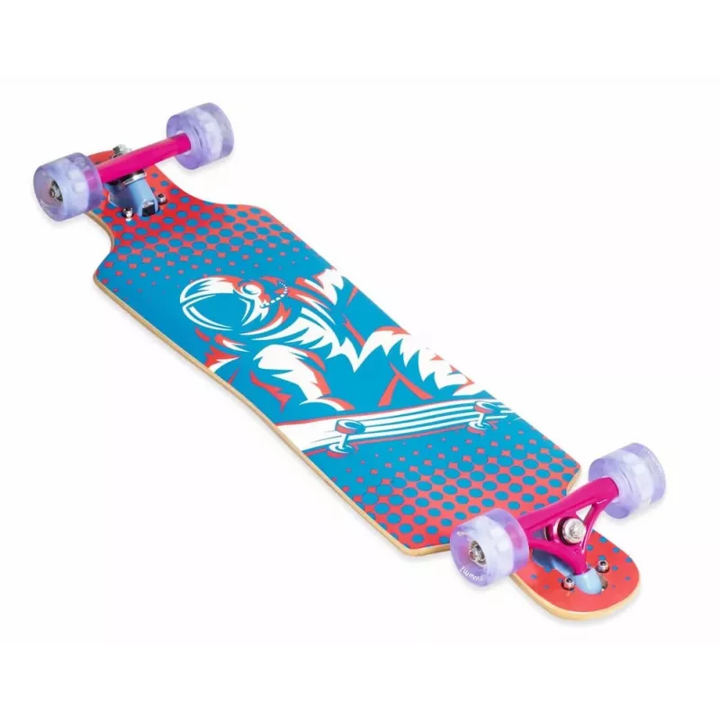 MUUWMI AU 560 longboard compact cruiser skateboard, ABEC 7 kogellagers, LED-lichtwielen, 7-laags Canadees esdoornhout