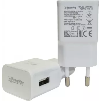 PowerRay oplader PR-TA20EWE, EU-specificatie 2-polig met CE, 2000mAH, wit, bulk (PR-TA20EWE)