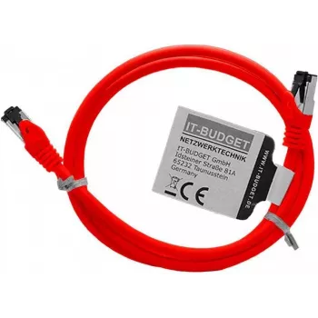 IT-BUDGET Premium volledig koper patchkabel - Flex AWG 26 - Cat.8.1 - 2000 MHz - halogeenvrij - PoE+ - 40 Gbit/s - rood - 1,5 m 90ITBFLEX81PK15R