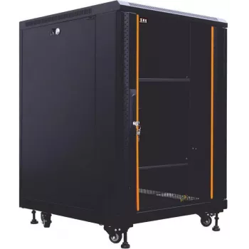 IT-BUDGET 19 inch netwerkkast SRK - 12U - 600x800 mm - glas-/stalen deur - flatpack - zwart (90ITB19SRK1268GSN)