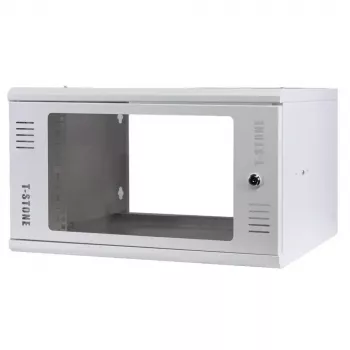 IT-BUDGET 19 inch wandbehuizing T-STONE, 6U, 450 mm diepte, glazen deur, afsluitbaar, wit (90ITBTSWV6545GW)