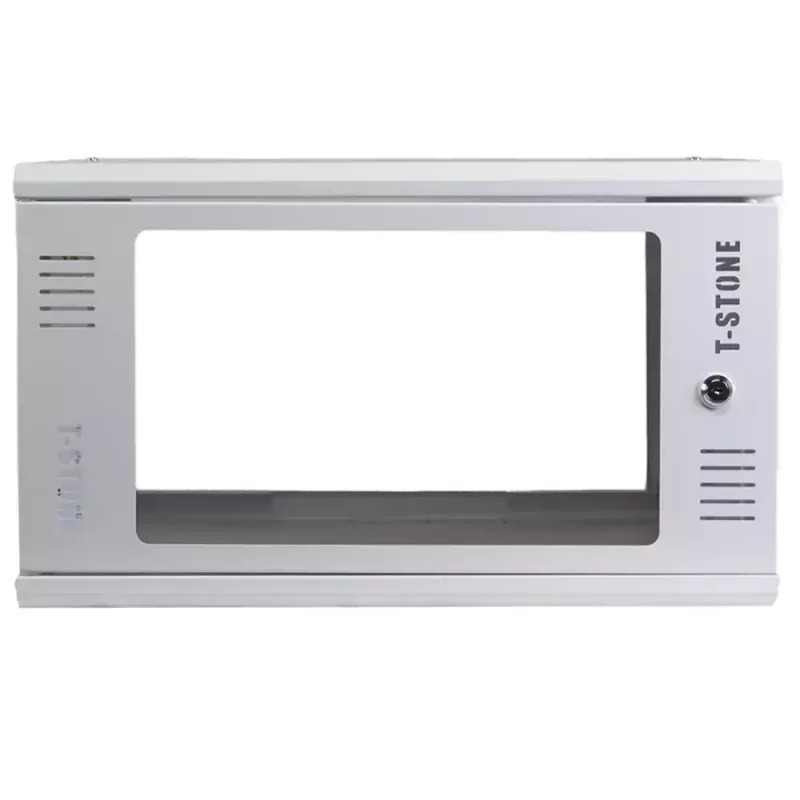 IT-BUDGET 19 inch wandbehuizing T-STONE, 6U, 450 mm diepte, glazen deur, afsluitbaar, wit (90ITBTSWV6545GW)