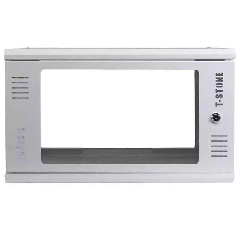 IT-BUDGET 19 inch wandbehuizing T-STONE, 6U, 450 mm diepte, glazen deur, afsluitbaar, wit (90ITBTSWV6545GW)