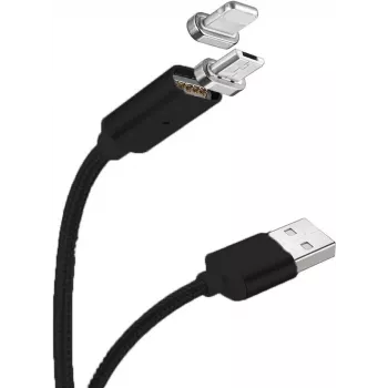 CYOO magnetische USB-oplaad- en datakabel – 2-in-1 Micro USB & Lightning naar USB – 1m – zwart