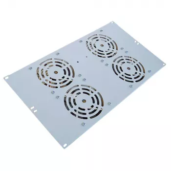 IT-BUDGET stille 19 inch ventilatorunit 6U, 4 ventilatoren, 430 m³/h, lichtgrijs (99ITB19SLUG)