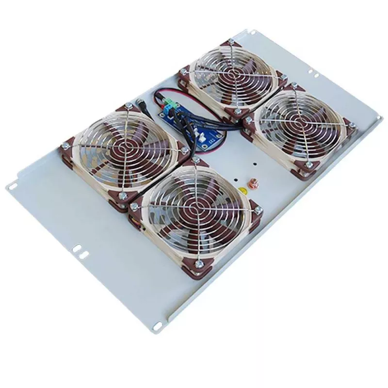 IT-BUDGET stille 19 inch ventilatorunit 6U, 4 ventilatoren, 430 m³/h, lichtgrijs (99ITB19SLUG)