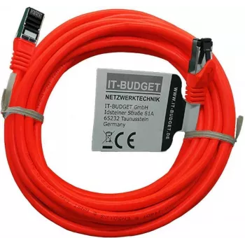 IT-BUDGET Cat.8.1 S/FTP patchkabel, 5 m, rood, 40 Gbps, volledig koper, LSZH, PoE+ 90ITBFLEX81PK5R