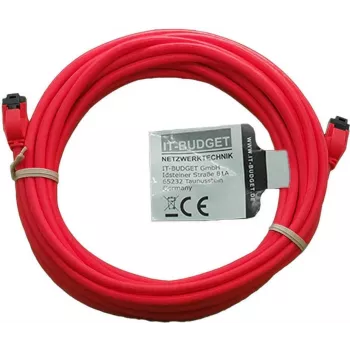 IT-BUDGET volledig koperen premium patchkabel - slim AWG 28 - Cat.8.1 - 2000 MHz - halogeenvrij - PoE+ - 40Gbit - rood - 5 m (90ITBSLIM81PK5R)