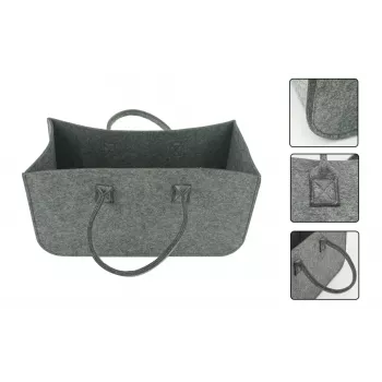 Schramm NEW-4543 donkergrijze vilt brandhoutmand en opbergmand 50x25x25 cm