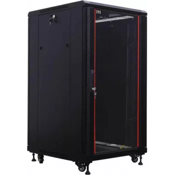 IT-BUDGET 19 inch netwerkkast SRK - 18U - 600x800 mm - glas-/stalen deur - flatpack - zwart (90ITB19SRK1868GSN)