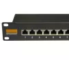 IT-BUDGET 19 inch Cat.6A afgeschermd 24-poorts patchpanel, korte bouwvorm, PoE+ geschikt, 1U, zwart 90ITBPP6A1S