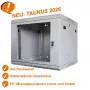 IT-BUDGET 19 inch netwerkkast TAUNUS - 12U, 450 mm diepte, afsluitbare glazen deur, lichtgrijs (90ITB191245GG)
