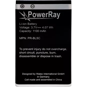 PowerRay accu PR-BL5C voor Nokia E50, N70, N91, 6600, 1100 mAh, bulk