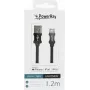 PowerRay PR-DCUL120TBK USB-A naar Lightning MFi-gecertificeerde gevlochten nylon data- en oplaadkabel, 1,2 m, zwart