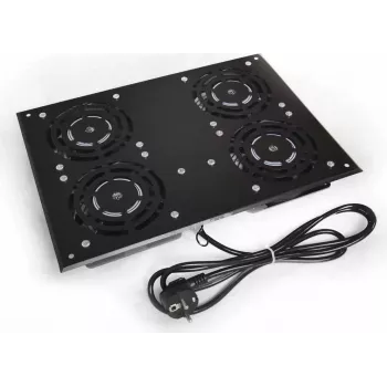 IT-BUDGET ventilatoreenheid voor SRK staande kasten - 4 actieve ventilatoren - 640 m³/h luchtstroom - thermostaat - schakelaar - zwart (90ITB19SRKFAN4S)