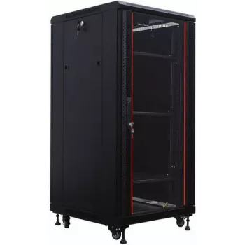 IT-BUDGET 19 inch netwerkkast SRK - 27U - 600x600 mm - glas-/stalen deur - flatpack - zwart (90ITB19SRK2766GSN)