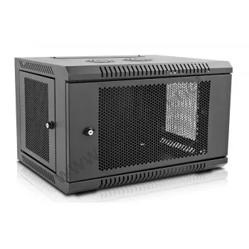 IT-BUDGET 19 inch netwerkkast SWA - 6U - 570x600 mm - geperforeerde voor- en zijkanten - afneembare zijwanden - wand- en vloermontage - accessoireset - zwart (90ITB19MSR666TS)