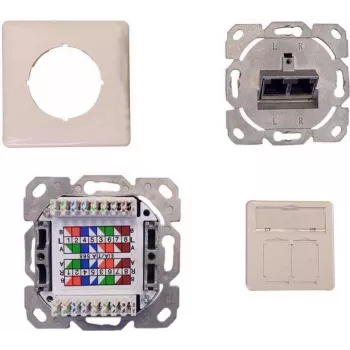 IT-BUDGET Cat.6A afgeschermde inbouw netwerkdoos, 2 x RJ45, zuiverwit, PoE+ 90ITBDDRW