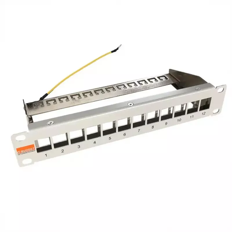 IT-BUDGET 10 inch leeg patchpanel voor keystone-modules - 12 poorten - afgeschermd - 1U - onbezet - grijs (90ITB10MT12PG)