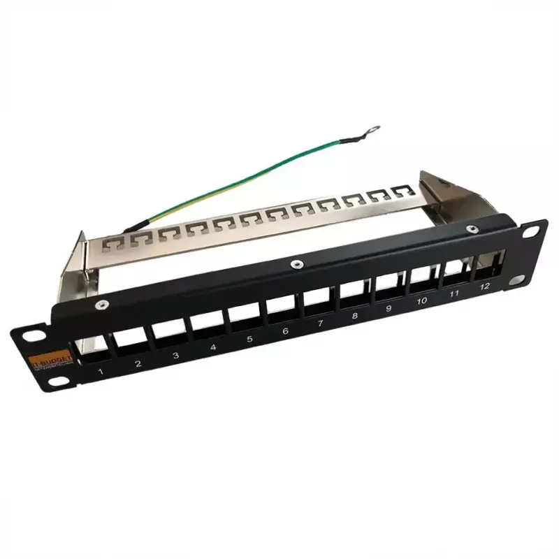 IT-BUDGET 10 inch leeg patchpaneel voor Keystone-modules - 12 poorten - afgeschermd - 1U - onbezet - zwart (90ITB10MT12PS)