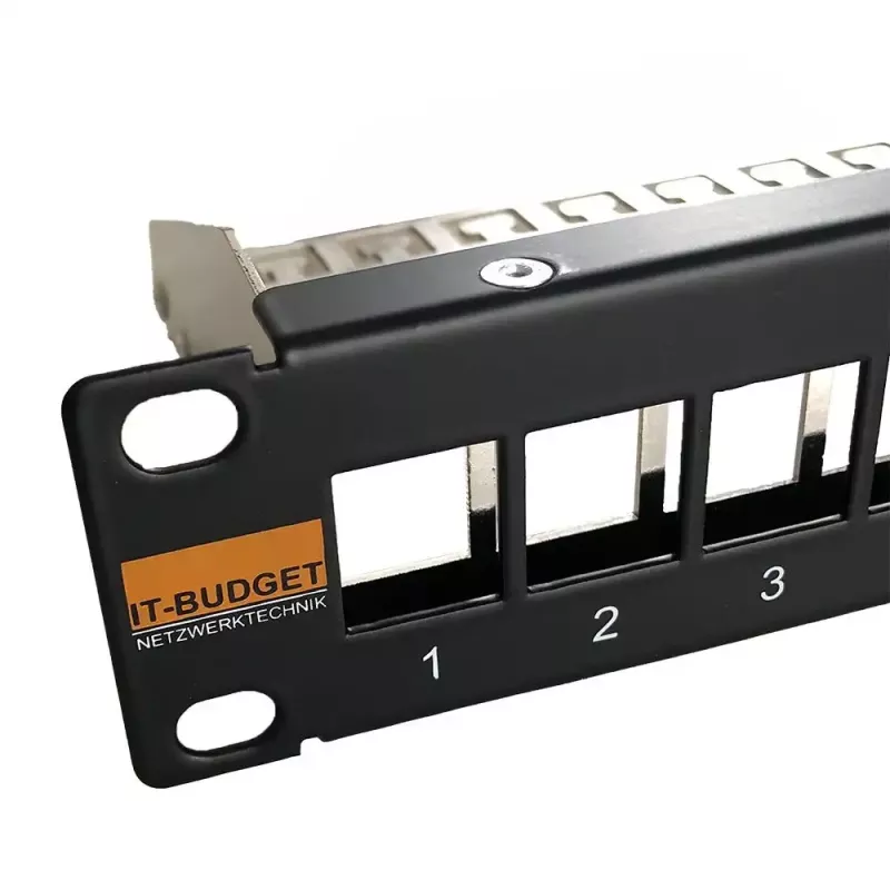 IT-BUDGET 10 inch leeg patchpaneel voor Keystone-modules - 12 poorten - afgeschermd - 1U - onbezet - zwart (90ITB10MT12PS)