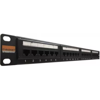 IT-BUDGET 19 inch patchpaneel - 24 poorten - Cat.6 - 250MHz - unshielded - 1U - zwart (90ITBPP6US)