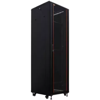 IT-BUDGET 19 inch netwerkkast SRK, 38U, 600x800 mm, glas-/stalen deur, flatpack, zwart 90ITB19SRK3868GSN