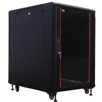 IT-BUDGET 19 inch netwerkkast SRK - 18U - 600x1000 mm - glas/stalen deur - flatpack - zwart 90ITB19SRK18610GSN