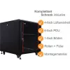 IT-BUDGET 19 inch serverkast SRK compleetset - 12U - 600x1000 mm - glas/stalen deur - 4 actieve ventilatoren - PDU - legborden - flatpack - zwart 90ITB19SRK12610GS