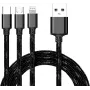 CYOO 3-in-1 USB-oplaad- en datakabel – Micro USB, USB-C, Lightning – zwart