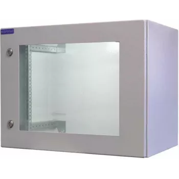 RESISTER 19 inch netwerkkast PRO - IP66 outdoor & industrie - deur met kijkvenster - 9U - 600x400 mm - lichtgrijs (90RR19WV94GG)