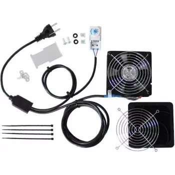 IT-BUDGET IT-kastventilator-kit met thermostaat, 160 m³/h, 230 V, voorgemonteerd, 1 ventilator 90ITBTKD180603KTHS128
