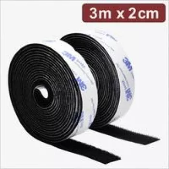 Quadrios 24CA320 zelfklevende klittenband, 3 m x 2 cm, zwart