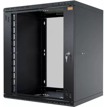 IT-BUDGET 19 inch netwerkkast TAUNUS 12U 450 mm diepte glazen deur afsluitbaar zwart 90ITB191245GS