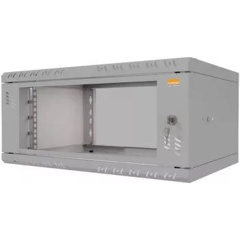 IT-BUDGET 19 inch wandbehuizing TAUNUS 4U 350mm diepte glazen deur lichtgrijs 90ITB19435GG