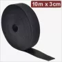 Quadrios 24CA308 klittenband, 10 m x 3 cm, zwart, zelfklevend, op maat te knippen, voor kabelbundeling