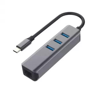 EXSYS EX-1133-N-3 USB 3.2 Gen 1 hub met 3x USB-A-aansluitingen en Gigabit Ethernet (USB-C)
