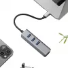 EXSYS EX-1133-N-3 USB 3.2 Gen 1 hub met 3x USB-A-aansluitingen en Gigabit Ethernet (USB-C)